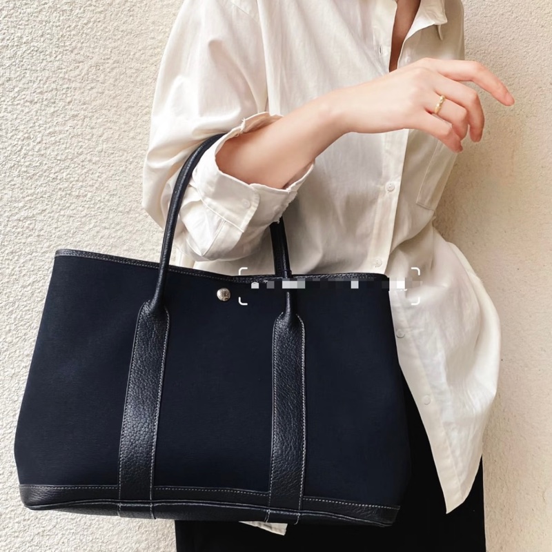 Hermes Garden Party PM黑色帆布-0
