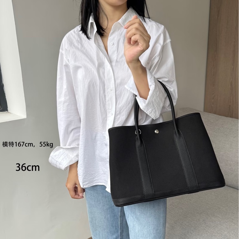 Hermes Garden Party PM黑色帆布-2
