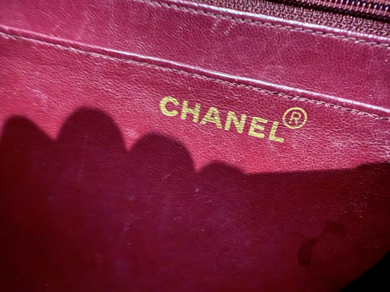 22弄 Chanel vintage 老香 古董包 黑金 羊皮 貝嫂包 maxi 34cm-19