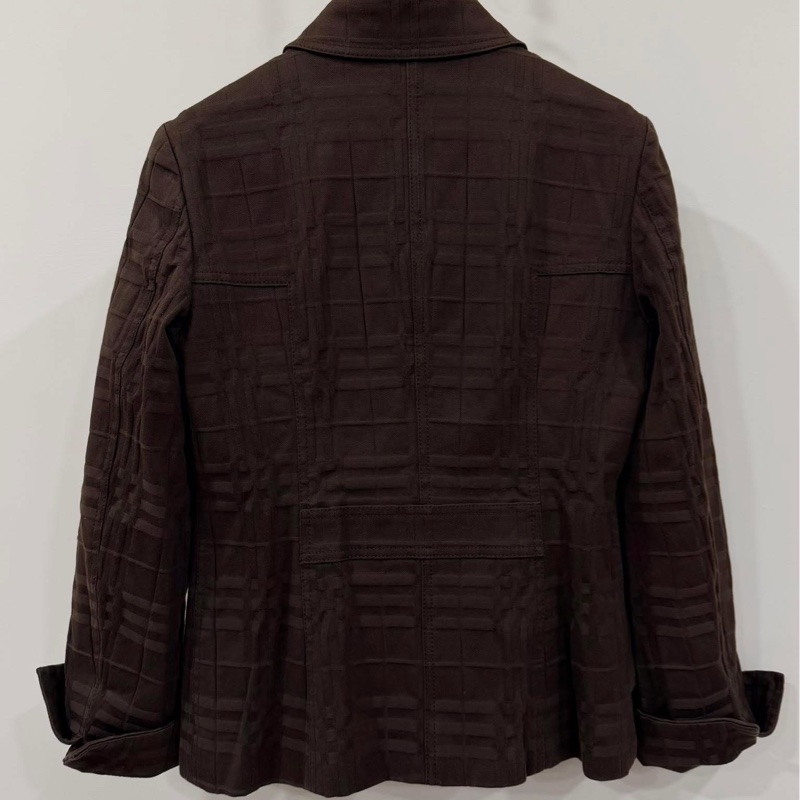 BURBERRY 倫敦 彈性格紋挺版外套 深咖啡-2