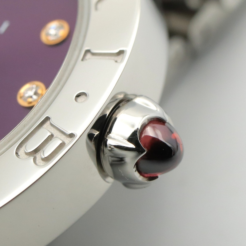 寶格麗 (BVLGARI) 12鑽女錶，不鏽鋼錶殼，紫色錶盤，型號BBL26S-5