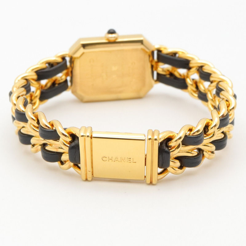 香奈兒 (Chanel) CHANEL Première L 女士腕錶，鍍金 (GP)，皮革錶帶，黑色，H0001-4