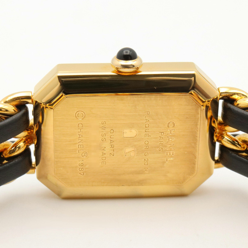 香奈兒 (Chanel) CHANEL Première L 女士腕錶，鍍金 (GP)，皮革錶帶，黑色，H0001-5
