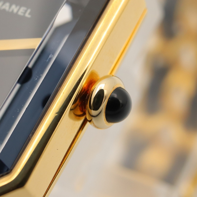 香奈兒 (Chanel) CHANEL Première L 女士腕錶，鍍金 (GP)，皮革錶帶，黑色，H0001-6