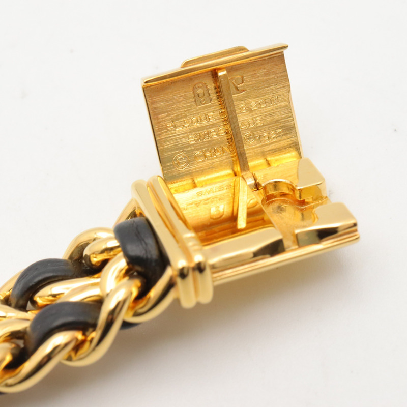 香奈兒 (Chanel) CHANEL Première L 女士腕錶，鍍金 (GP)，皮革錶帶，黑色，H0001-12