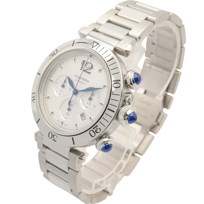 卡地亞 Pasha de Chronograph 腕錶，不鏽鋼材質，男士，銀色，WSPA0018-1