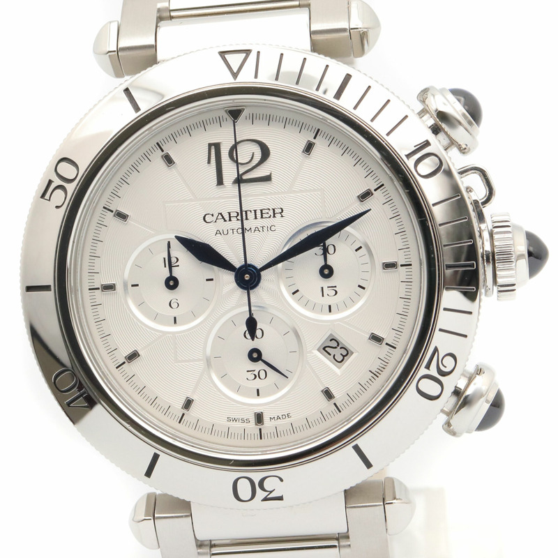 卡地亞 Pasha de Chronograph 腕錶，不鏽鋼材質，男士，銀色，WSPA0018-2