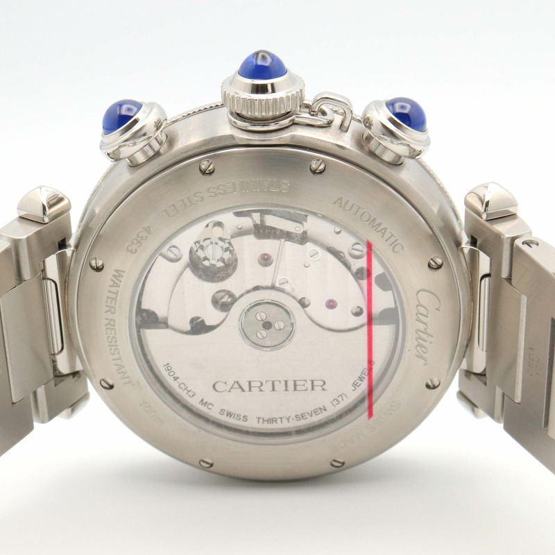 卡地亞 Pasha de Chronograph 腕錶，不鏽鋼材質，男士，銀色，WSPA0018-4