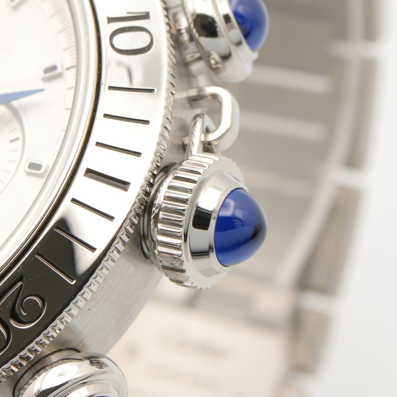 卡地亞 Pasha de Chronograph 腕錶，不鏽鋼材質，男士，銀色，WSPA0018-5