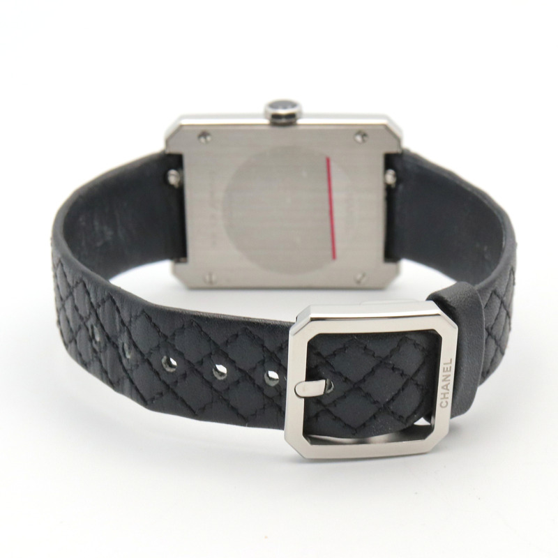 香奈兒男友腕錶，不鏽鋼錶殼，皮革錶帶，女士，白色 (H6954)-4