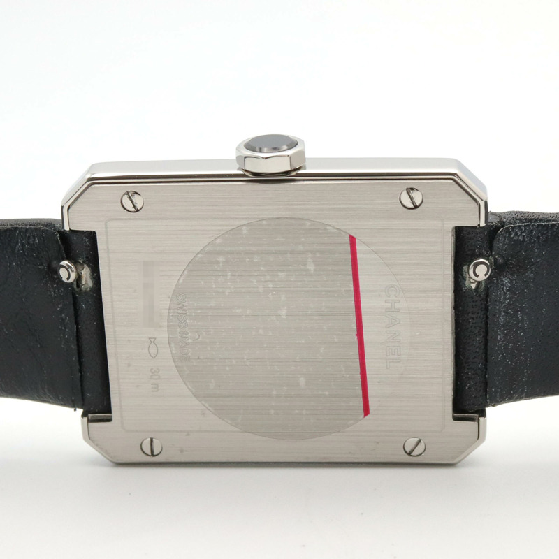 香奈兒男友腕錶，不鏽鋼錶殼，皮革錶帶，女士，白色 (H6954)-5