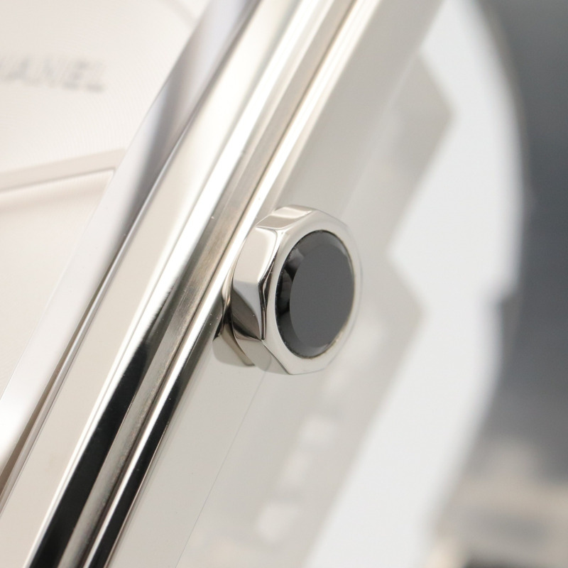 香奈兒男友腕錶，不鏽鋼錶殼，皮革錶帶，女士，白色 (H6954)-6