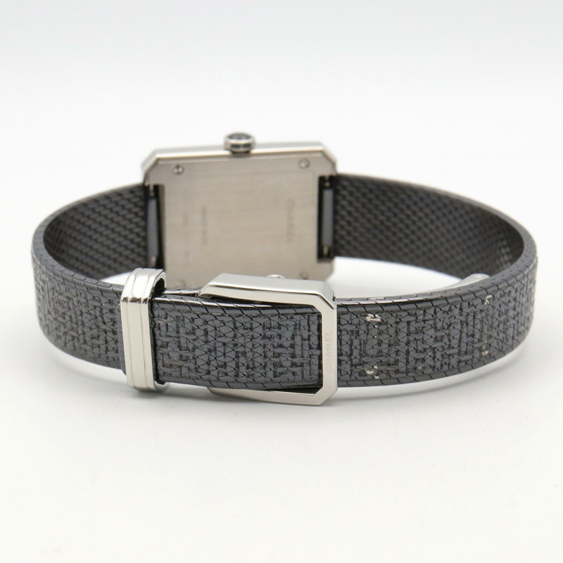 香奈兒男友風斜紋軟呢腕錶，不鏽鋼材質，女款，黑色，H5317-4