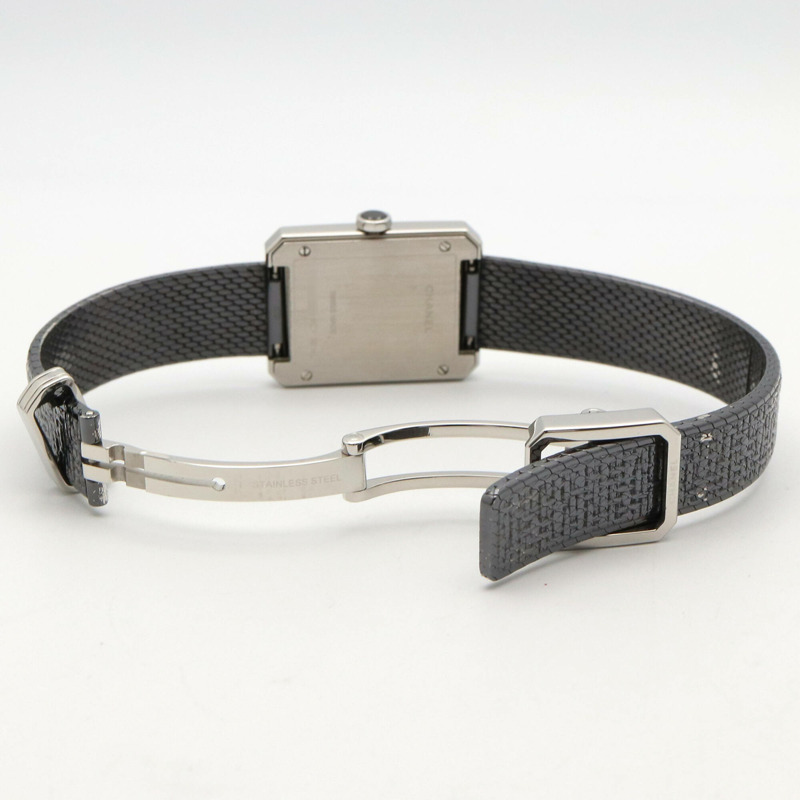 香奈兒男友風斜紋軟呢腕錶，不鏽鋼材質，女款，黑色，H5317-5