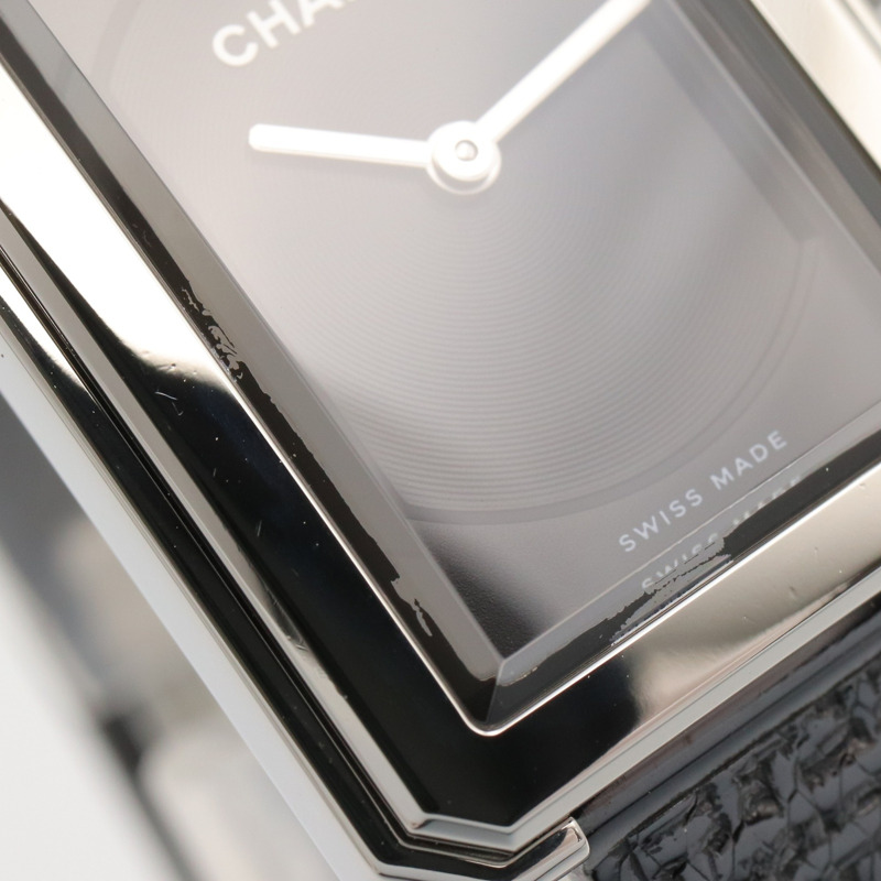 香奈兒男友風斜紋軟呢腕錶，不鏽鋼材質，女款，黑色，H5317-12