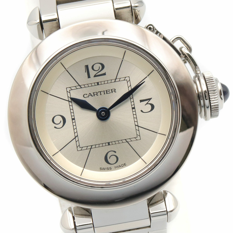 卡地亞 Miss Pasha 女士腕錶，不鏽鋼材質，銀色，型號 W3140007-2