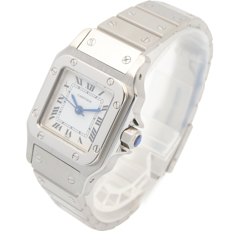 卡地亞 Santos Galbee SM 女士腕錶，不鏽鋼材質，白色 (0901)-1