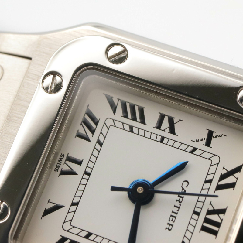 卡地亞 Santos Galbee SM 女士腕錶，不鏽鋼材質，白色 (0901)-9