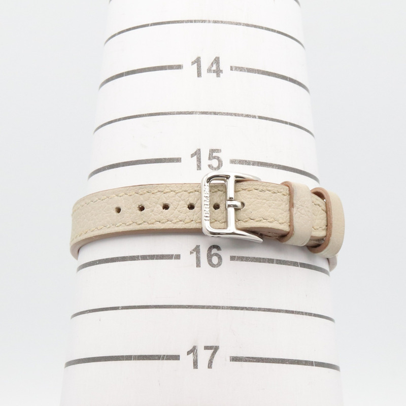 愛馬仕 Nantucket Mini Jeté de Diamant 腕錶，不鏽鋼錶殼，鑲鑽，皮革錶帶，女士款，銀色，NA2.131-6