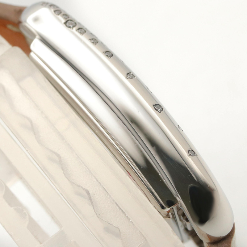 愛馬仕 Nantucket Mini Jeté de Diamant 腕錶，不鏽鋼錶殼，鑲鑽，皮革錶帶，女士款，銀色，NA2.131-12