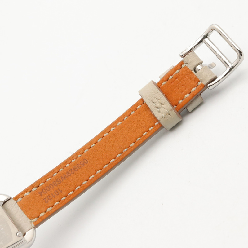 愛馬仕 Nantucket Mini Jeté de Diamant 腕錶，不鏽鋼錶殼，鑲鑽，皮革錶帶，女士款，銀色，NA2.131-13