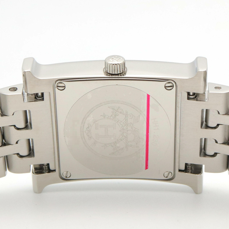 愛馬仕 H 系列腕錶，鑲鑽錶圈，不鏽鋼材質，女錶，銀色，型號 HH1.230-4