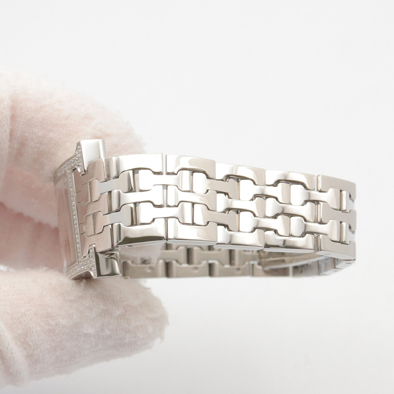 愛馬仕 H 系列腕錶，鑲鑽錶圈，不鏽鋼材質，女錶，銀色，型號 HH1.230-7