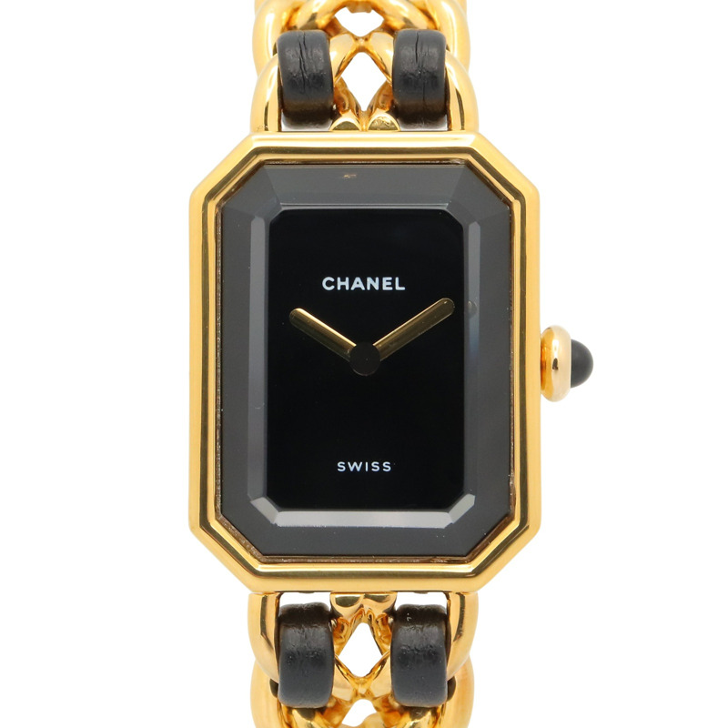 香奈兒 (Chanel) CHANEL Première S 女士腕錶，鍍金 (GP)，皮革錶帶，黑色，H0001-0