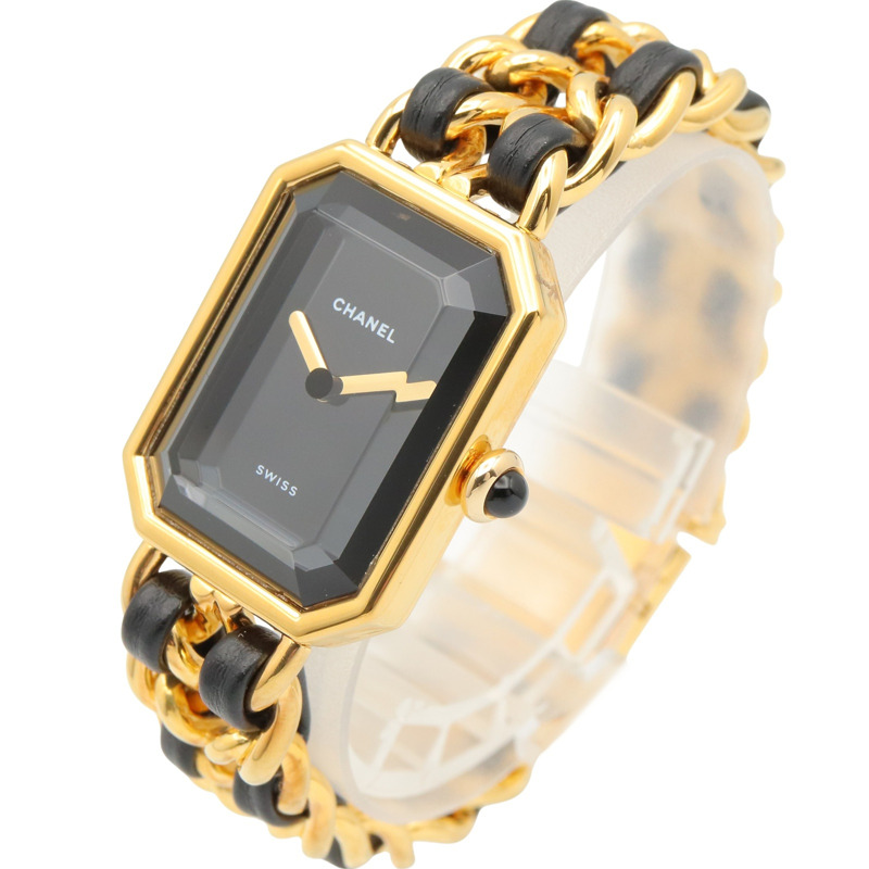 香奈兒 (Chanel) CHANEL Première S 女士腕錶，鍍金 (GP)，皮革錶帶，黑色，H0001-1