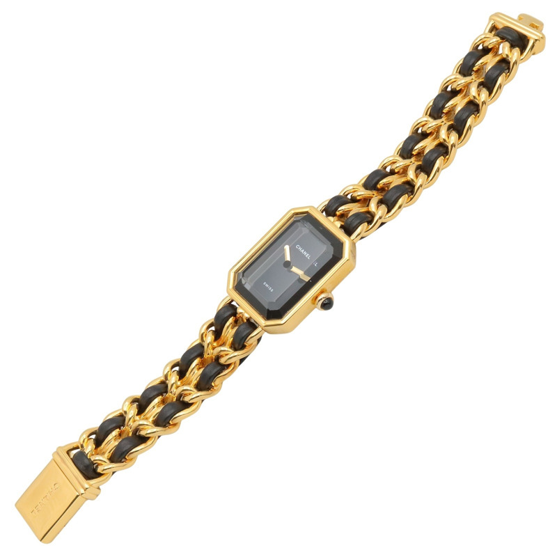 香奈兒 (Chanel) CHANEL Première S 女士腕錶，鍍金 (GP)，皮革錶帶，黑色，H0001-2