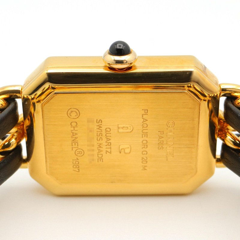 香奈兒 (Chanel) CHANEL Première S 女士腕錶，鍍金 (GP)，皮革錶帶，黑色，H0001-4