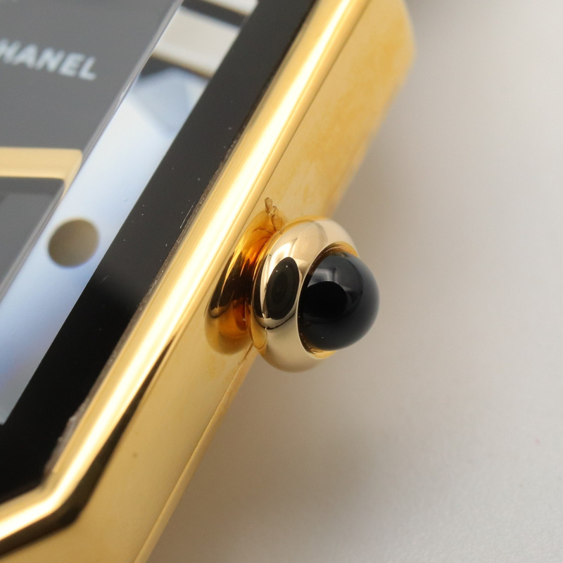 香奈兒 (Chanel) CHANEL Première S 女士腕錶，鍍金 (GP)，皮革錶帶，黑色，H0001-5