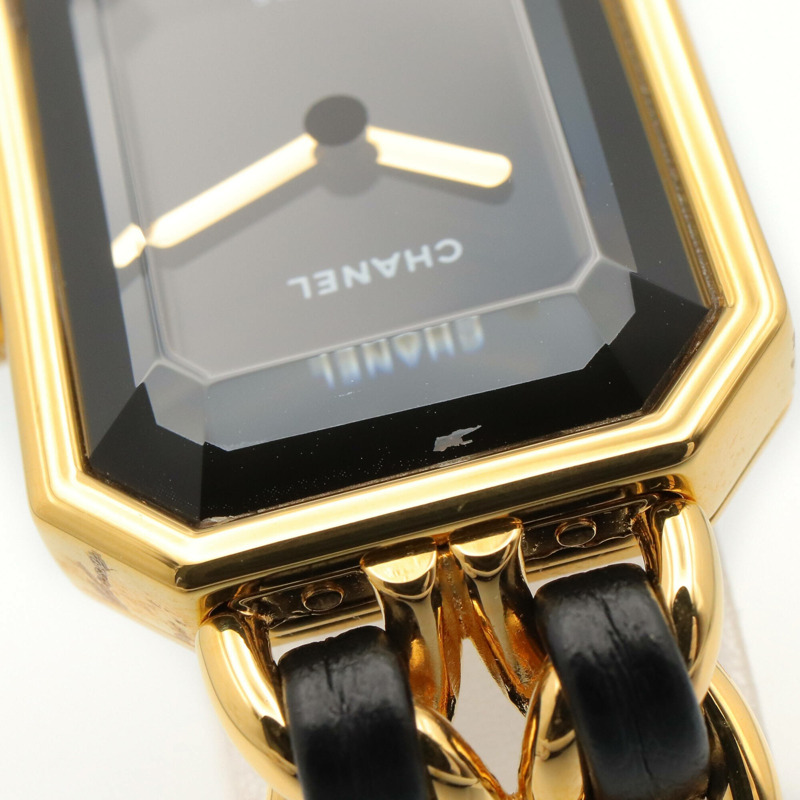 香奈兒 (Chanel) CHANEL Première S 女士腕錶，鍍金 (GP)，皮革錶帶，黑色，H0001-8