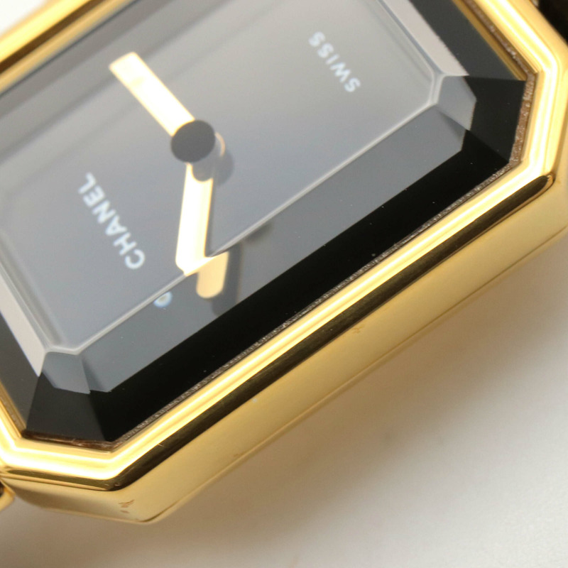 香奈兒 (Chanel) CHANEL Première S 女士腕錶，鍍金 (GP)，皮革錶帶，黑色，H0001-9