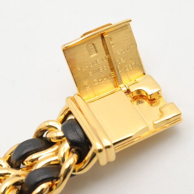 香奈兒 (Chanel) CHANEL Première S 女士腕錶，鍍金 (GP)，皮革錶帶，黑色，H0001-13