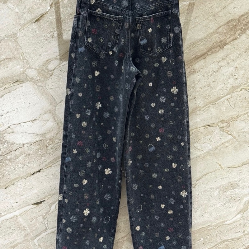 Chanel25B塗鴉爆款寬版牛仔褲-2