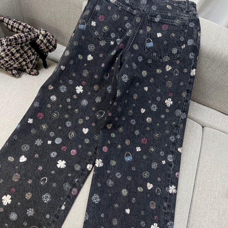 Chanel25B塗鴉爆款寬版牛仔褲-4