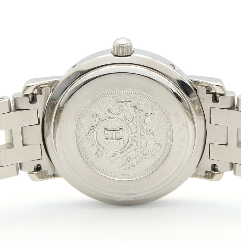 愛馬仕 Clipper 系列腕錶，鍍金不鏽鋼材質，女士款，白色，CL4.220-4