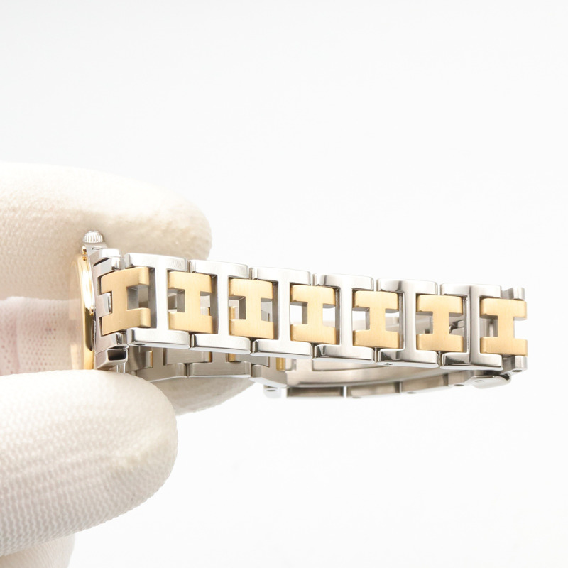 愛馬仕 Clipper 系列腕錶，鍍金不鏽鋼材質，女士款，白色，CL4.220-7