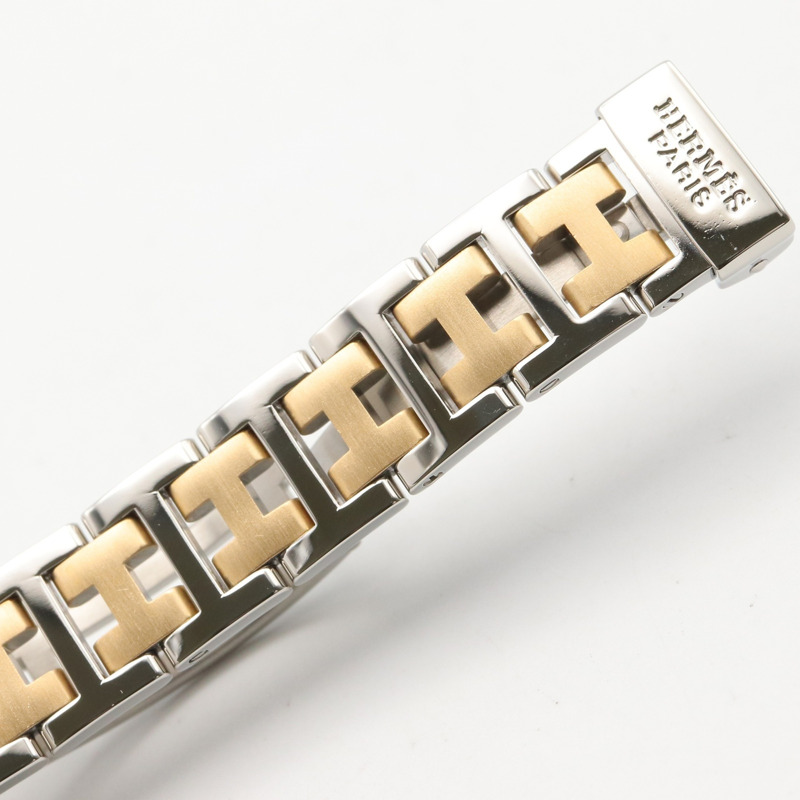 愛馬仕 Clipper 系列腕錶，鍍金不鏽鋼材質，女士款，白色，CL4.220-15