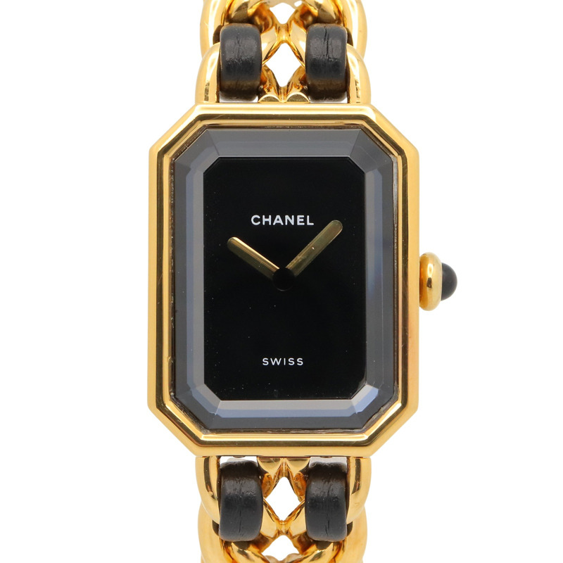 香奈兒 (Chanel) CHANEL Première M 系列腕錶，鍍金皮革錶帶，女士款，黑色，H0001-0
