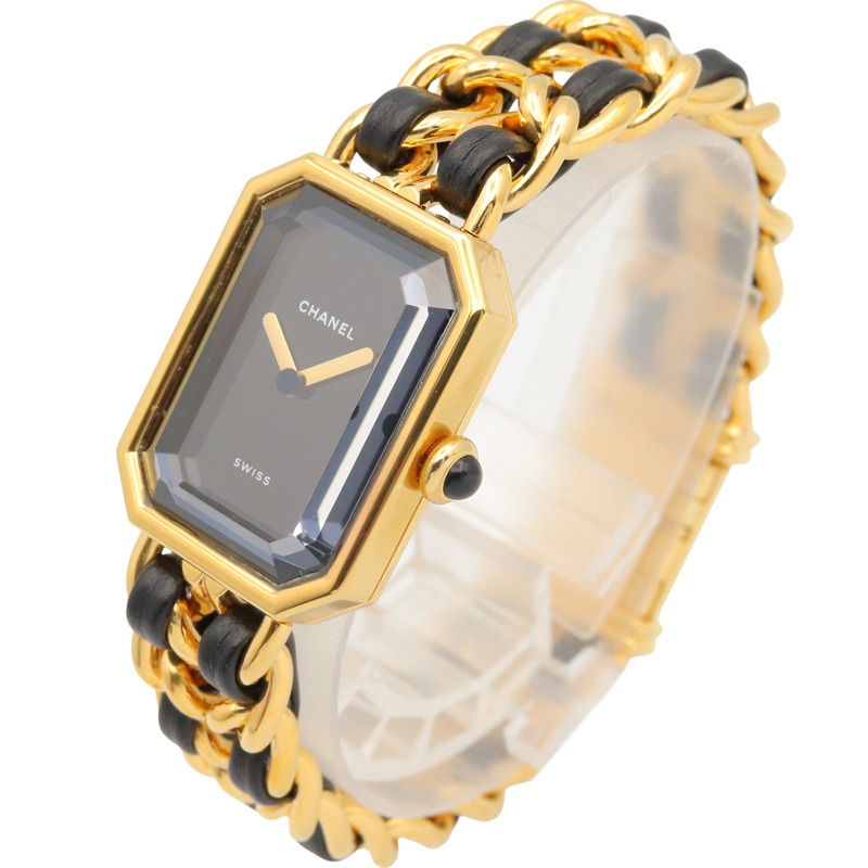 香奈兒 (Chanel) CHANEL Première M 系列腕錶，鍍金皮革錶帶，女士款，黑色，H0001-1