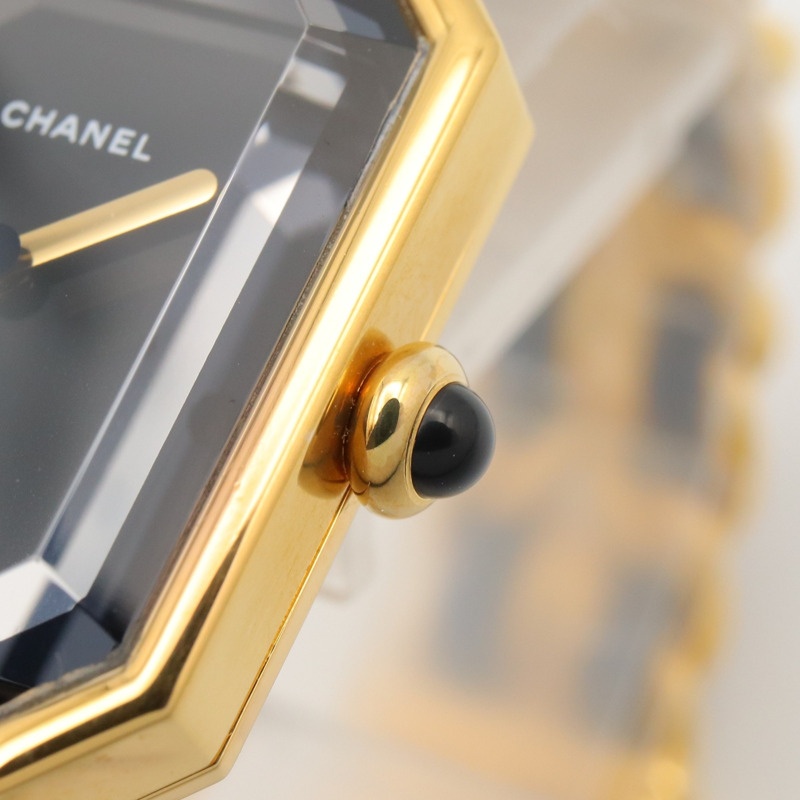 香奈兒 (Chanel) CHANEL Première M 系列腕錶，鍍金皮革錶帶，女士款，黑色，H0001-6