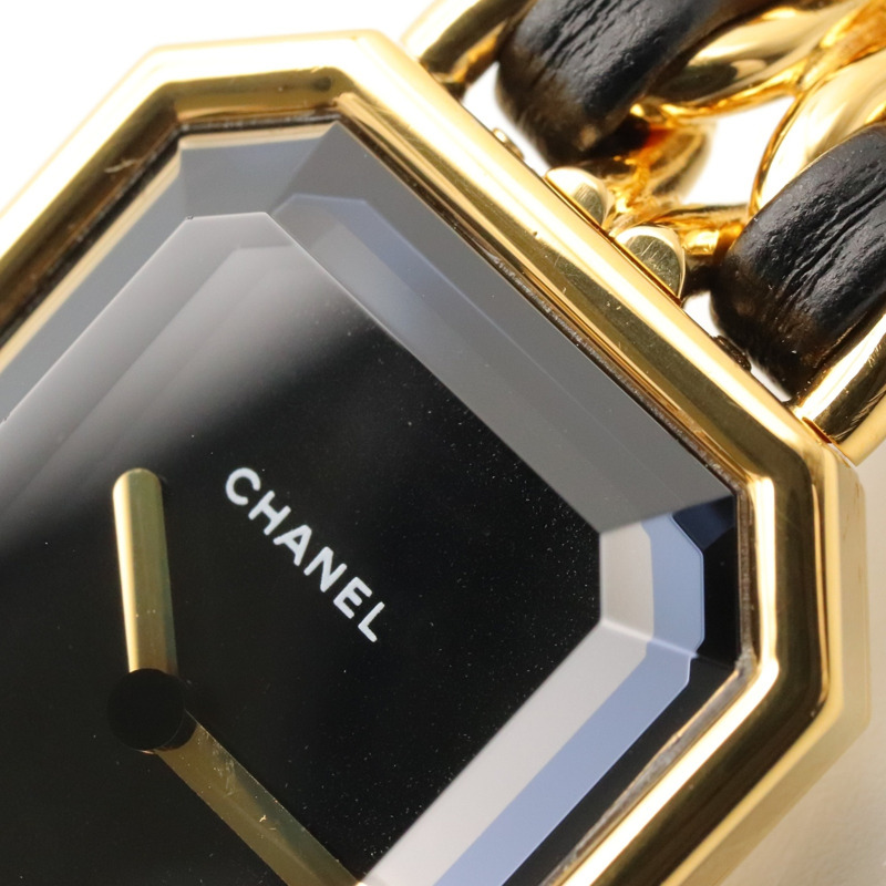 香奈兒 (Chanel) CHANEL Première M 系列腕錶，鍍金皮革錶帶，女士款，黑色，H0001-8