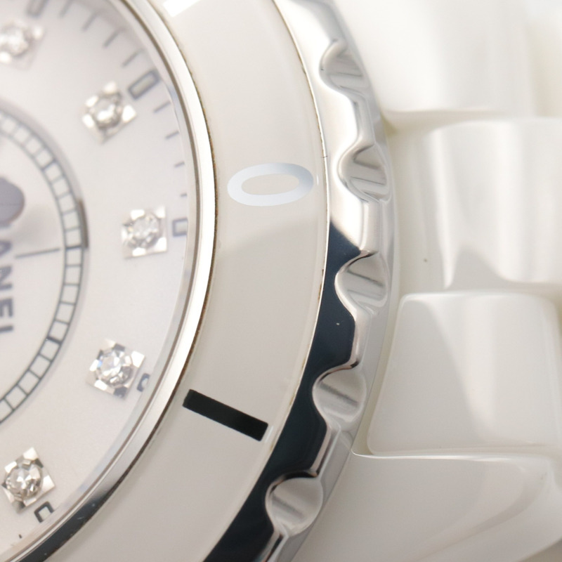 香奈兒 J12 12鑽陶瓷女錶，白色 (H1628)-11
