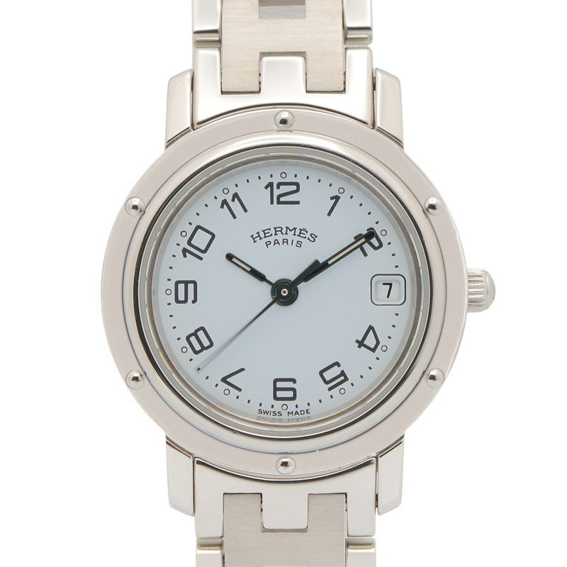 愛馬仕 Clipper 系列腕錶，不鏽鋼材質，女士款，白色 (CL4.210)-0