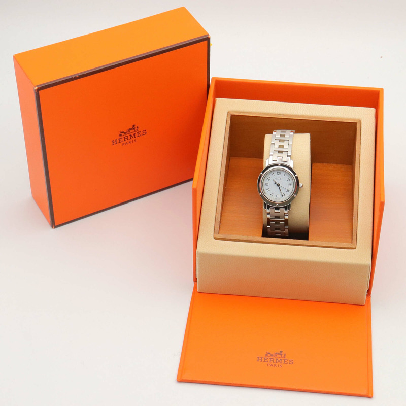 愛馬仕 Clipper 系列腕錶，不鏽鋼材質，女士款，白色 (CL4.210)-8