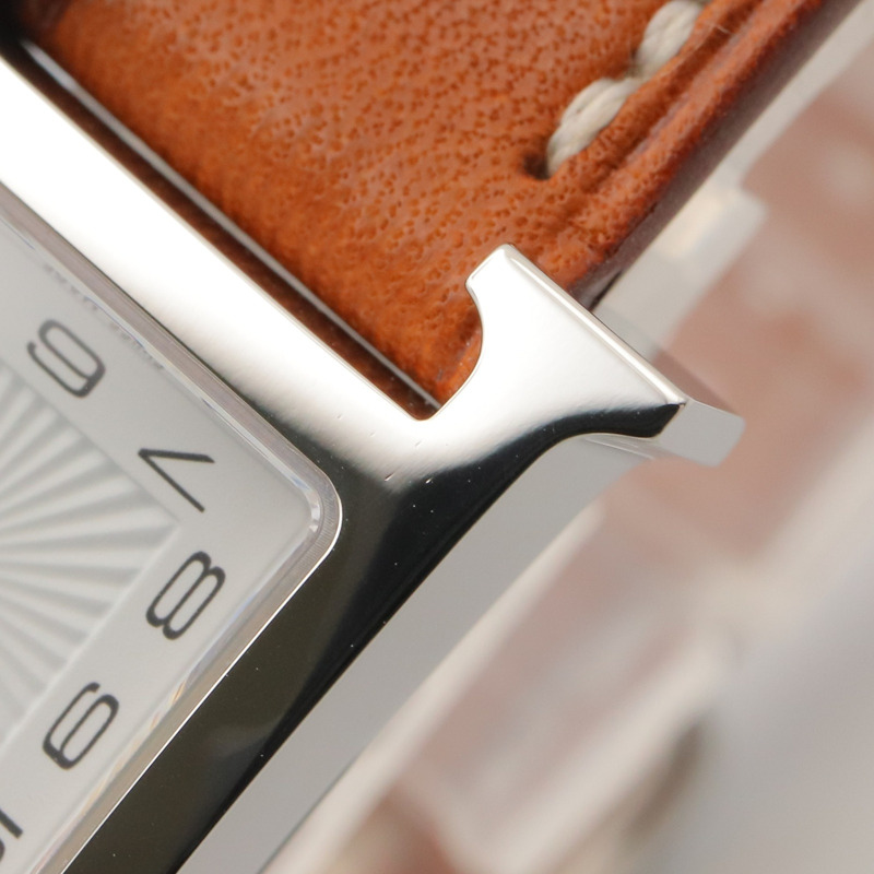 愛馬仕 H-Watch 迷你腕錶，不鏽鋼錶殼，皮革錶帶，女士款，白色 (HH1.110)-11