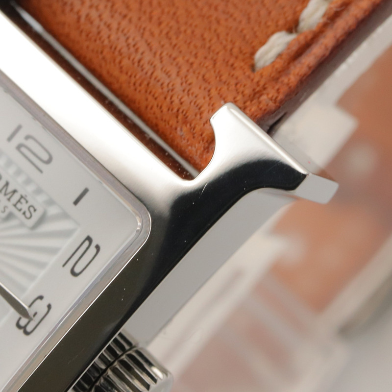 愛馬仕 H-Watch 迷你腕錶，不鏽鋼錶殼，皮革錶帶，女士款，白色 (HH1.110)-12