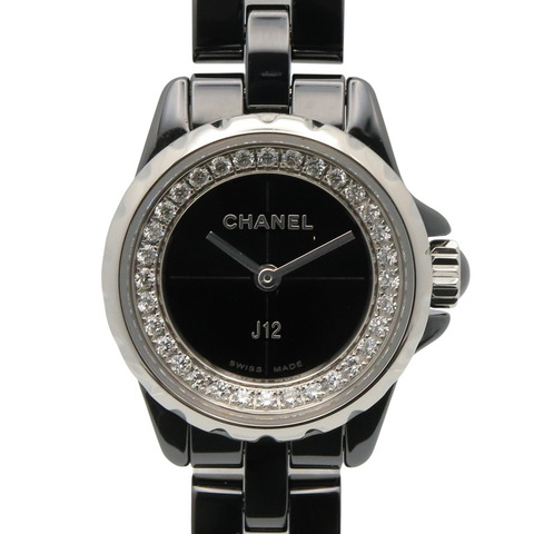 香奈兒 J12 XS 鑽石錶圈腕錶，陶瓷錶殼，鑲鑽，女士腕錶，黑色，H5235